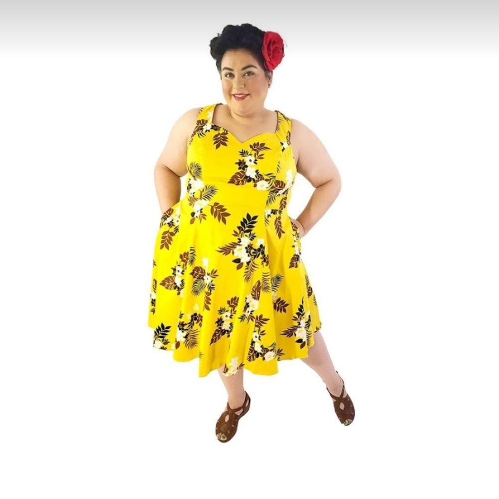Eva Rose Yellow Fronds Swing Dress